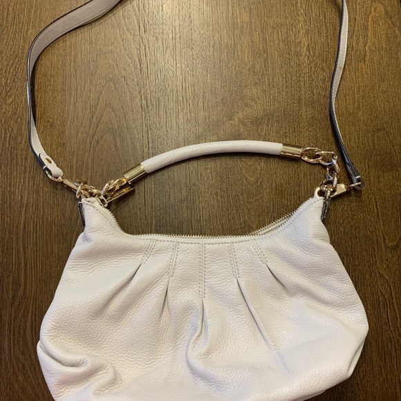 MICHAEL KORS Cream Hobo Pleated Pebbled Leather Convertible Purse + Card Wallet - Picture 2 of 14